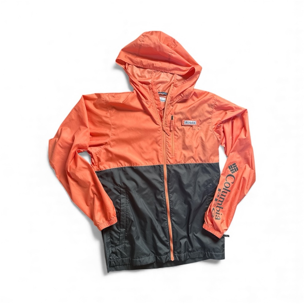 Columbia Women's Center Ridge‎ Windbreaker Jacket Coral/Gray Sz Small